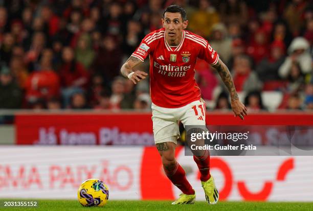 Angel Di Maria of SL Benfica in action during the Liga Portugal Betclic match between SL Benfica and Portimonense SC at Estadio da Luz on February...