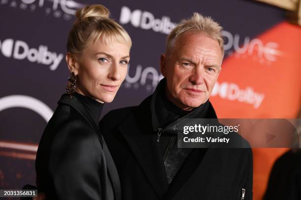 Mickey Sumner and Sting at the U.S. Premiere of "Dune: Part 2" held at Josie Robertson Plaza at Lincoln Centeron February 25, 2024 in New York City.