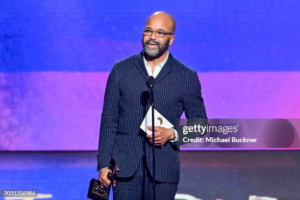 Jeffrey Wright accepts the award for Best Lead Performance for "American Fiction" onstage at the 2024 Film Independent Spirit Awards held at the...