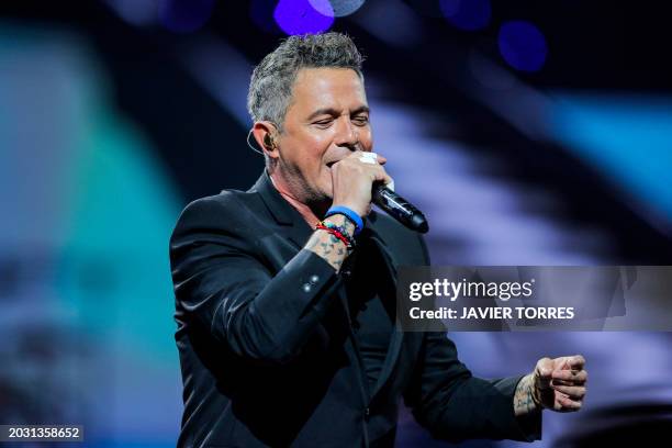 Spanish singer Alejandro Sanz performs during the 63rd Viña del Mar International Song Festival in Viña del Mar, Chile, on February 25, 2024.