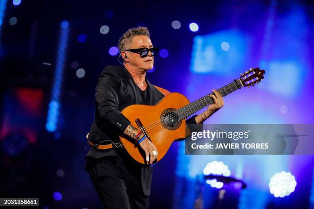 Spanish singer Alejandro Sanz performs during the 63rd Viña del Mar International Song Festival in Viña del Mar, Chile, on February 25, 2024.