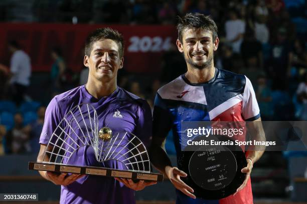 Sebastian Baez of Argentina celebrates a victory after his match against Mariano Navone of Argentina during the ATP 500 Rio de Janeiro 2024 Final...