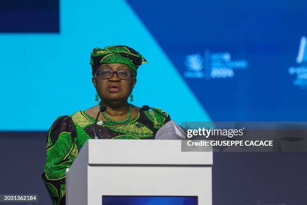 Director-General of the World Trade Organization Ngozi Okonjo-Iweala addresses the 13th WTO Ministerial Conference in Abu Dhabi of February 26, 2024....