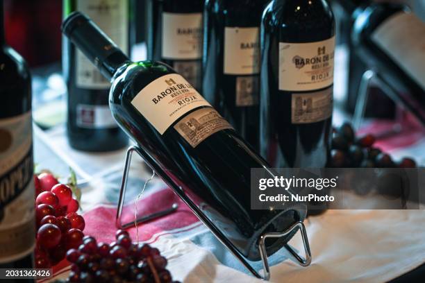 Bottles of Baron de Ley Reserva 2018 from Rioja wines, the official sponsor of the 2024 Winefest Edmonton held at the Convention Center, on February...