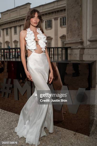 Mara Lafontan attends the Genny fashion show during the Milan Fashion Week Womenswear Fall/Winter 2024-2025 on February 22, 2024 in Milan, Italy.
