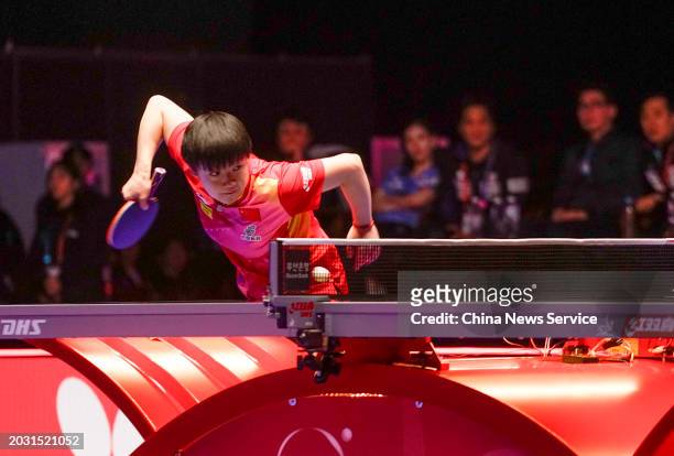 Sun Yingsha of Team China competes in the Quarter-final match against Lee Zi-on of Team South Korea on day seven of the ITTF World Team Table Tennis...
