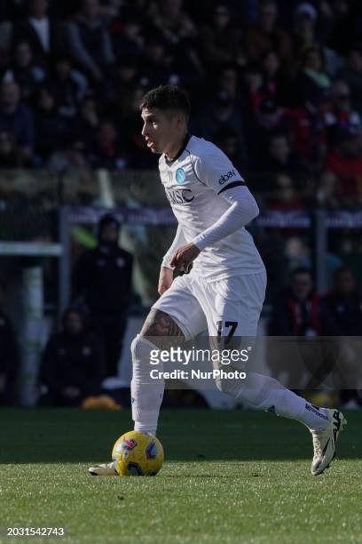 Mathias Olivera of SSC Napoli is playing during the Serie A TIM match between Cagliari Calcio and SSC Napoli in Cagliari, Italy, on February 25, 2024.