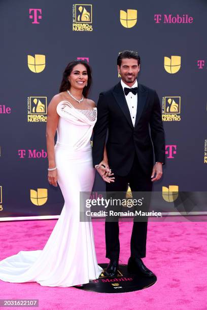 Galilea Montijo and Isaac Moreno attend Univision's 36th Premio Lo Nuestro at Kaseya Center on February 22, 2024 in Miami, Florida.