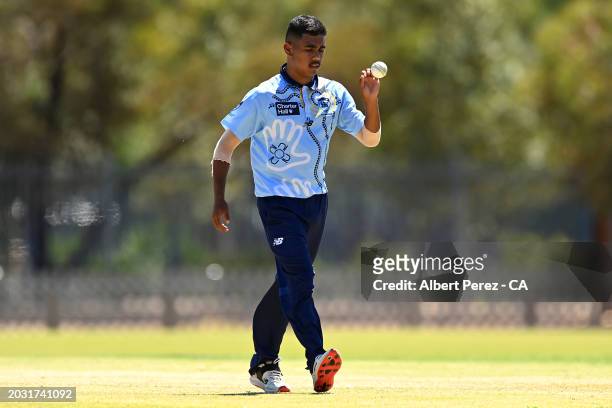 Les Smith of New South Wales prepares to bowl during the 2024 National Indigenous Cricket Championships men's match between New South Wales and...
