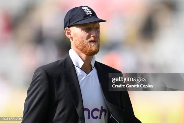 England captain Ben Stokes walks back to the dressing rooms after the toss ahead day one of the 4th Test Match between India and England at JSCA...