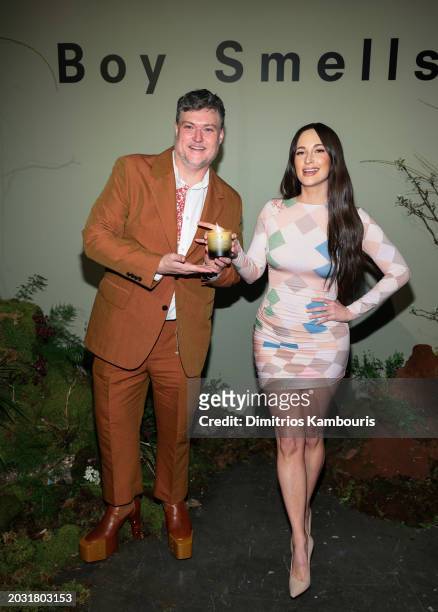 Matthew Herman and Kacey Musgraves attend as Kacey Musgraves + Boy Smells launch Deeper Well Collaboration on February 22, 2024 in New York City.