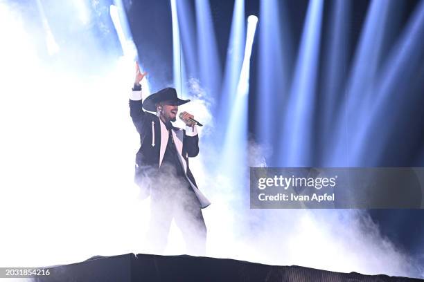 Maluma performs onstage during Univision's 36th Premio Lo Nuestro at Kaseya Center on February 22, 2024 in Miami, Florida.