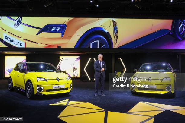 Luca de Meo, chief executive officer of Renault SA, during the unveiling of the R5 E-Tech city car on the opening day of the Geneva International...