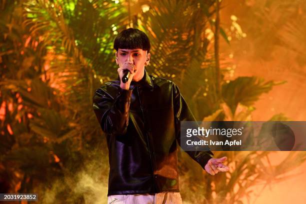 Milo J performs onstage during Univision's 36th Premio Lo Nuestro at Kaseya Center on February 22, 2024 in Miami, Florida.