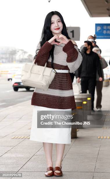 February 20: Joy of Red Velvet is seen leaving Gimpo International Airport for 'SMTOWN LIVE 2024 SMCU PALACE @TOKYO' in Tokyo and Tod's 2024 Fall...