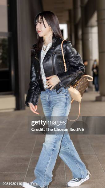 February 20: Taeyeon of Girls Generation is seen leaving Gimpo International Airport for 'SMTOWN LIVE 2024 SMCU PALACE @TOKYO' in Tokyo on February...