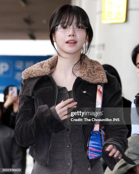 February 20: Karina of aespa is seen leaving Gimpo International Airport for 'SMTOWN LIVE 2024 SMCU PALACE @TOKYO' in Tokyo on February 20, 2024 in...