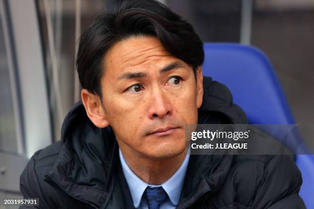 Head coach Susumu Watanabe of Vegalta Sendai is seen prior to the J.League J1 match between Vegalta Sendai and Omiya Ardija at Yurtec Stadium Sendai...