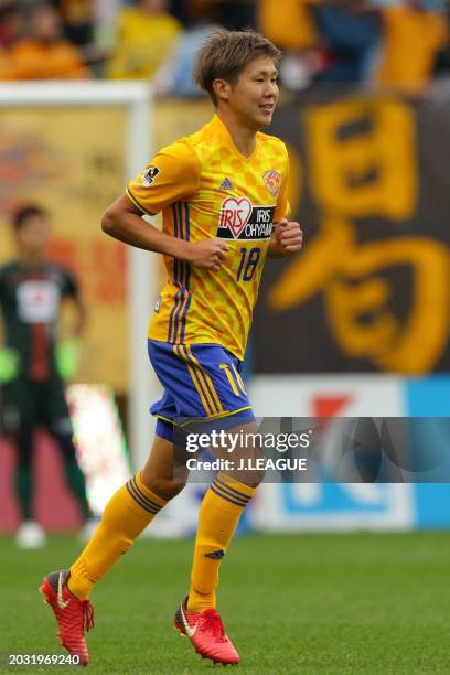 Hirotaka Mita of Vegalta Sendai celebrates after scoring the team's third goal during the J.League J1 match between Vegalta Sendai and Omiya Ardija...