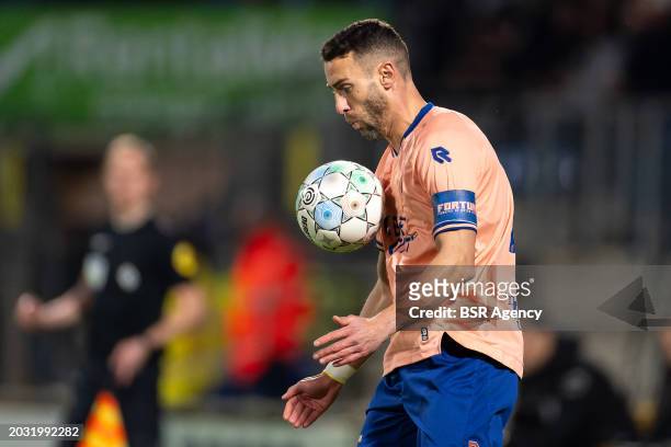 Ivo Pinto of Fortuna Sittard controlls the ball during the Dutch Keuken Kampioen Divisie match between RKC Waalwijk and Fortuna Sittard at...