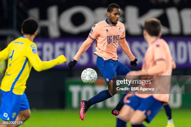 Jayden Braaf of Fortuna Sittard in action during the Dutch Keuken Kampioen Divisie match between RKC Waalwijk and Fortuna Sittard at Mandemakers...