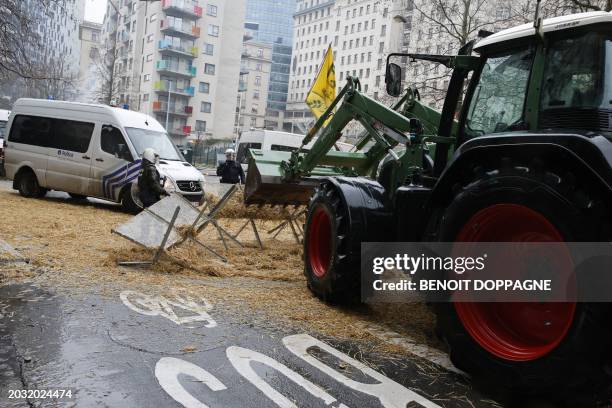 Protest action of farmers' organizations 'Federation Unie de Groupements d'Eleveurs et d'Agriculteurs' , Boerenforum and MAP, organized in response...