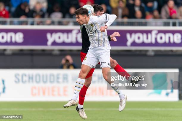 Dominik Oroz of Vitesse battles for the ball with Troy Parrott of Excelsior Rotterdam during the Dutch Keuken Kampioen Divisie match between...