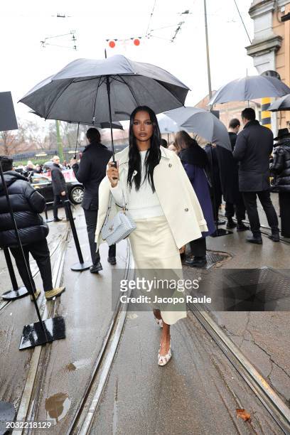 Jasmine Tookes attends the Tod's fashion show during the Milan Fashion Week Womenswear Fall/Winter 2024-2025 on February 23, 2024 in Milan, Italy.