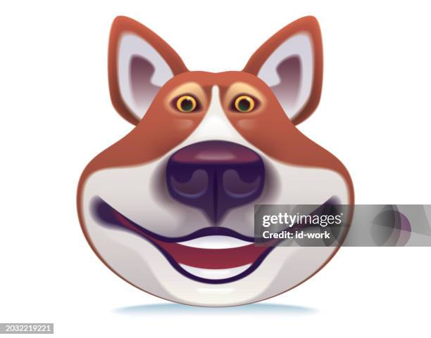 funny dog smiling icon - pembroke welsh corgi stock illustrations