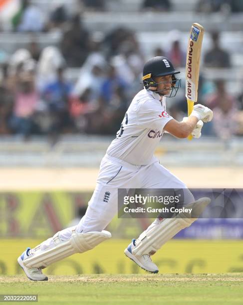 England batsman Joe Root in batting action during day one of the 4th Test Match between India and England at JSCA International Stadium Complex on...