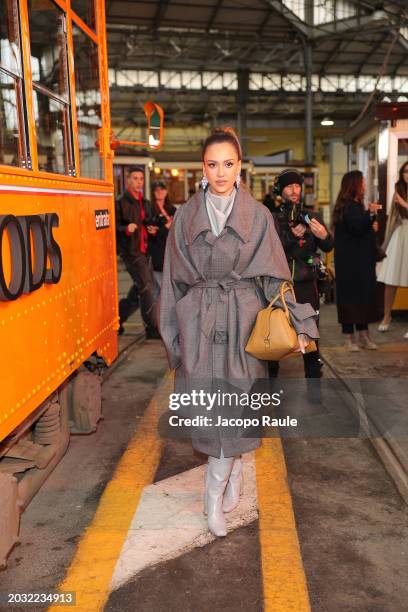 Jessica Alba attends the Tod's fashion show during the Milan Fashion Week Womenswear Fall/Winter 2024-2025 on February 23, 2024 in Milan, Italy.