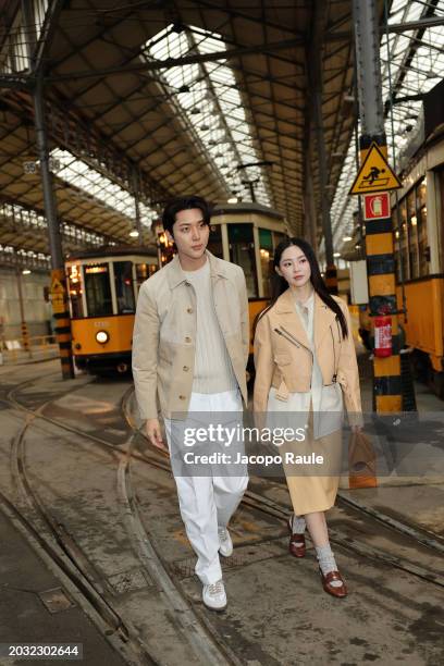 Jeongjin Park and Songsel attends the Tod's fashion show during the Milan Fashion Week Womenswear Fall/Winter 2024-2025 on February 23, 2024 in...