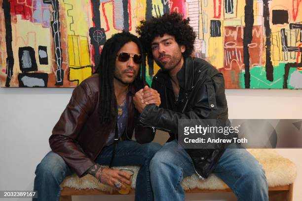 Lenny Kravitz and Noah Becker attend CHURCH Boutique's presentation of new works from artist Noah Becker hosted by Lenny Kravitz at CHURCH Boutique...