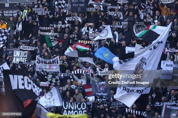 Supporters of Juventus Fc Supporters of Juventus Fc are seen prior to the Serie A TIM match between Juventus and Frosinone Calcio on February 25,...