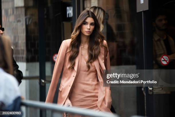 Brazilian Cindy Mello at the Alberta Ferretti fashion show at Milan Fashion Week Women's Collection Fall Winter 2024. Milan , February 21st, 2024