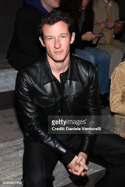 Callum Turner is seen on the front row at the Tom Ford fashion show during the Milan Fashion Week Womenswear Fall/Winter 2024-2025 on February 22,...