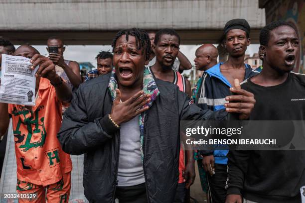 Protestor screams during the Joint Action Front and the Coalition for Revolution nationwide protest against the government policies of Nigerian...