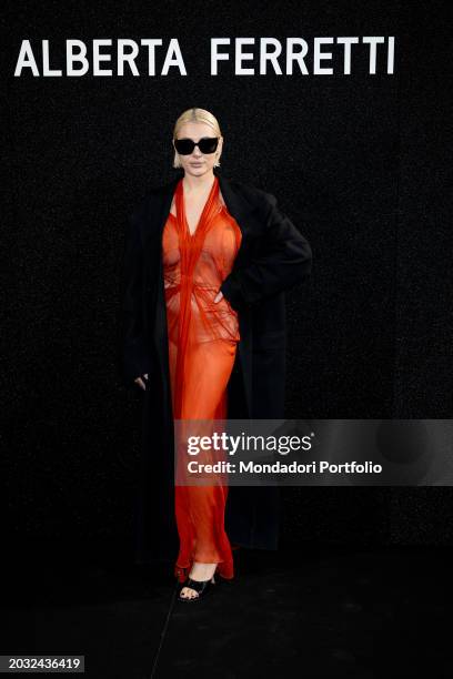 Italian influnecer Cristina Musacchio guest at the Alberta Ferretti fashion show at Milan Fashion Week Women's Collection Fall Winter 2024. Milan ,...