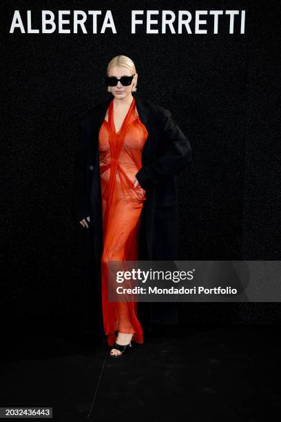 Italian influnecer Cristina Musacchio guest at the Alberta Ferretti fashion show at Milan Fashion Week Women's Collection Fall Winter 2024. Milan ,...