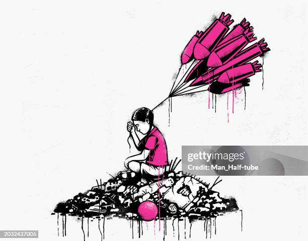 stockillustraties, clipart, cartoons en iconen met anti-war street art stencil graffiti - bom