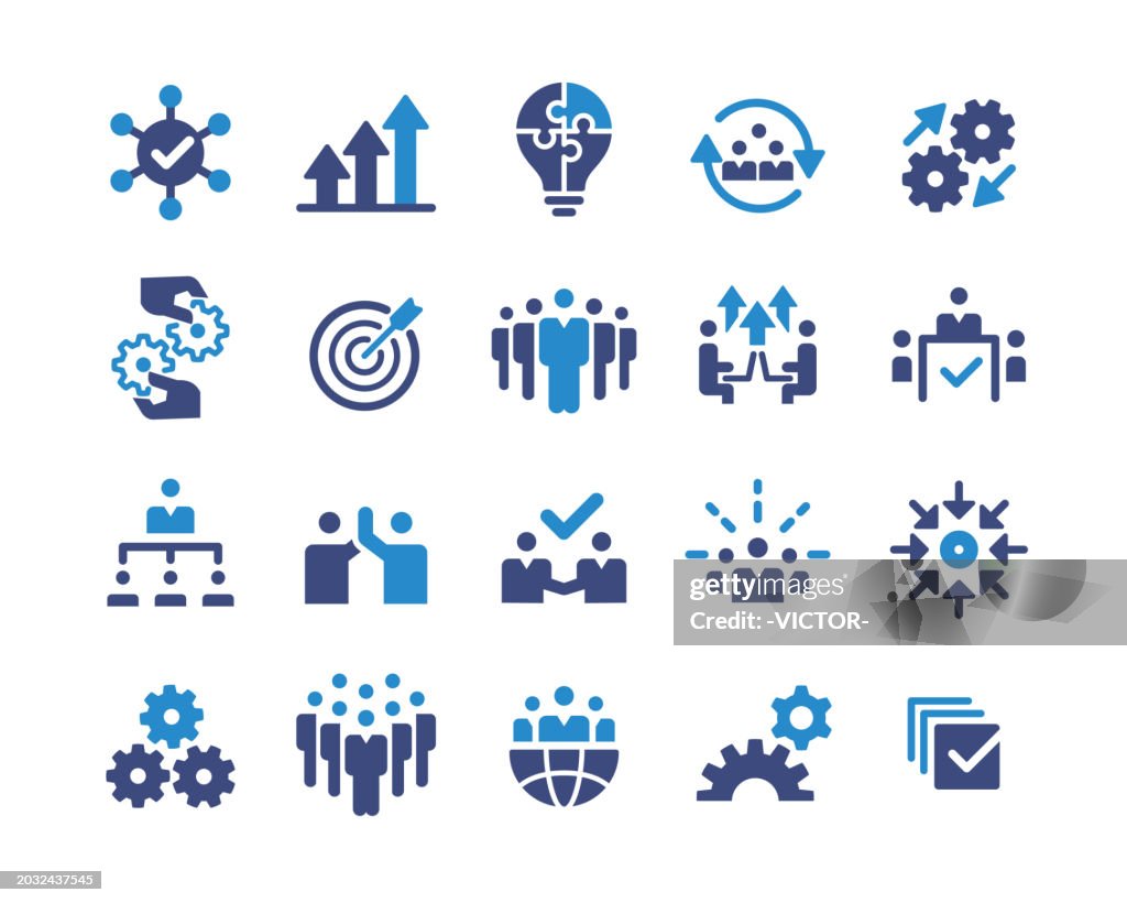 Ensemble d’icônes de travail d’équipe - Série graphique classique