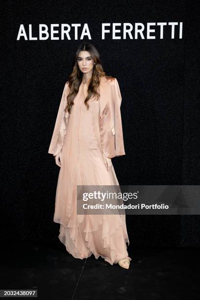 Brazilian Cindy Mello guest at the Alberta Ferretti fashion show at Milan Fashion Week Women's Collection Fall Winter 2024. Milan , February 21st,...