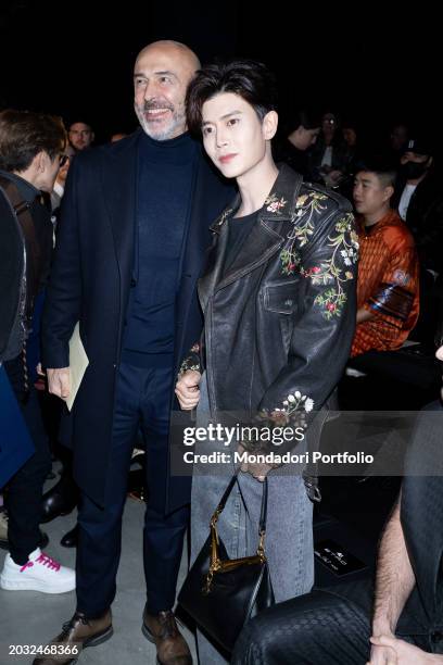 The CEO of Etro, Fabrizio Cardinali and the Chinese actor and singer Ren Jialun, alias Allen Ren, guests at the Etro fashion show at Milan Fashion...