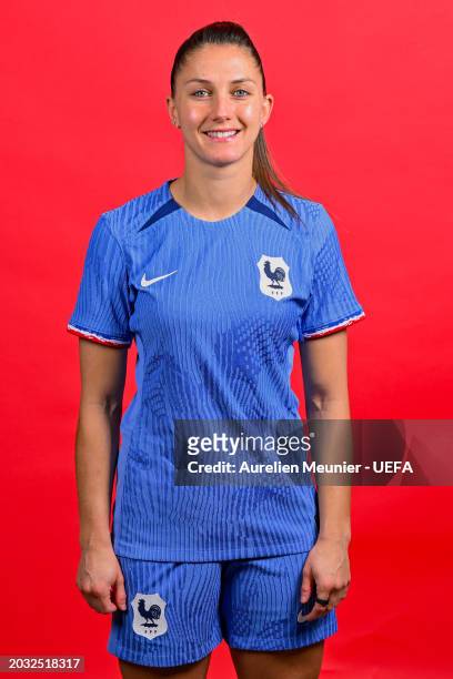 Eve Perisset of France poses for a portrait prior to the UEFA Women´s Nations League Finals 2024 at INF Clairefontaine on February 20, 2024 in...