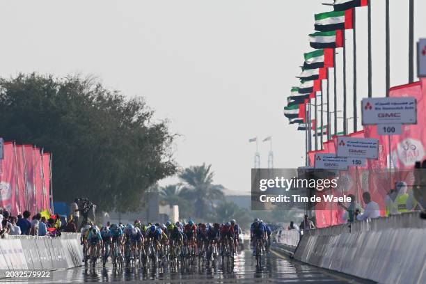 General view of Olav Kooij of The Netherlands and Team Visma-Lease a Bike, Kaden Groves of Australia and Team Alpecin-Deceuninck, Ivo Oliveira of...