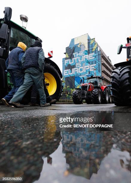 Protest action of farmers' organizations 'Federation Unie de Groupements d'Eleveurs et d'Agriculteurs' , Boerenforum and MAP, organized in response...