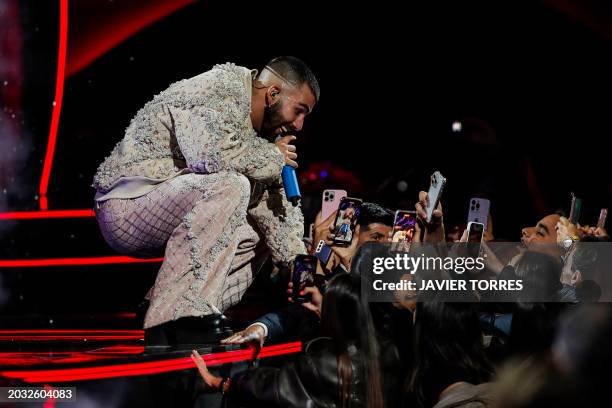 Colombian singer Manuel Turizo performs during the 63rd Viña del Mar International Song Festival in Viña del Mar, Chile on February 26, 2024.