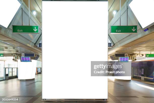 white billboard mock up is located on subway or train station to advertise - train billboard stock pictures, royalty-free photos & images