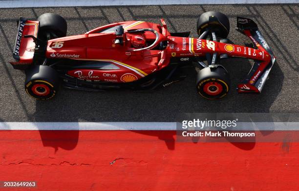Charles Leclerc of Monaco driving the Ferrari SF-24 on track during day three of F1 Testing at Bahrain International Circuit on February 23, 2024 in...