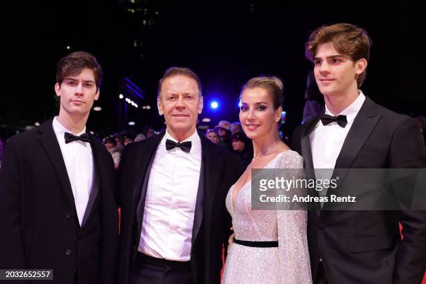 Lorenzo Tano, Rocco Siffredi, Rosa Caracciolo and Leonardo Tano attend the red carpet for the screening of "Supersex" at Berlinale 2024 at Berlinale...